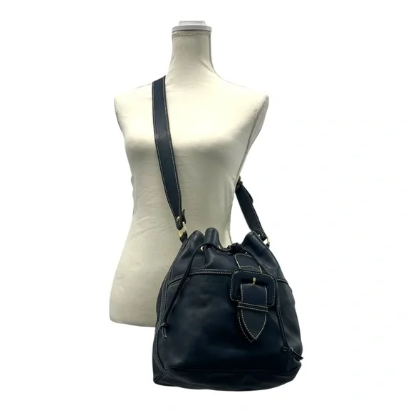 Francesco Biasia Navy Leather Bucket Bag - Picture 3 of 9